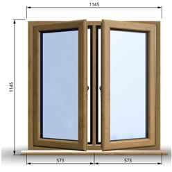 1145mm (W) x 1145mm (H) Wooden Stormproof Window - 2 Opening Windows (Left & Right) - Toughened Safety Glass