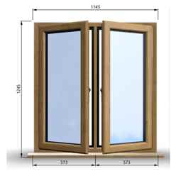 1145mm (W) x 1245mm (H) Wooden Stormproof Window - 2 Opening Windows (Left & Right) - Toughened Safety Glass