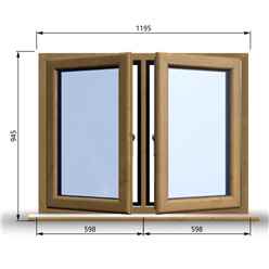 1195mm (W) x 945mm (H) Wooden Stormproof Window - 2 Opening Windows (Left & Right) - Toughened Safety Glass