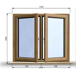1195mm (W) x 1045mm (H) Wooden Stormproof Window - 2 Opening Windows (Left & Right) - Toughened Safety Glass