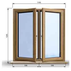 1195mm (W) x 1245mm (H) Wooden Stormproof Window - 2 Opening Windows (Left & Right) - Toughened Safety Glass
