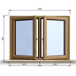 1245mm (W) x 945mm (H) Wooden Stormproof Window - 2 Opening Windows (Left & Right) - Toughened Safety Glass