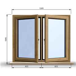1245mm (W) x 1045mm (H) Wooden Stormproof Window - 2 Opening Windows (Left & Right) - Toughened Safety Glass