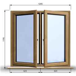 1245mm (W) x 1095mm (H) Wooden Stormproof Window - 2 Opening Windows (Left & Right) - Toughened Safety Glass