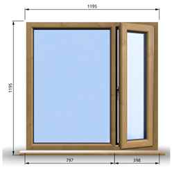 1195mm (W) x 1195mm (H) Wooden Stormproof Window - 1/3 Right Opening Window - Toughened Safety Glass