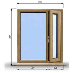 895mm (W) x 1095mm (H) Wooden Stormproof Window - 1/3 Right Opening Window - Toughened Safety Glass