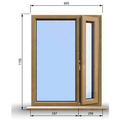 895mm (W) x 1195mm (H) Wooden Stormproof Window - 1/3 Right Opening Window - Toughened Safety Glass
