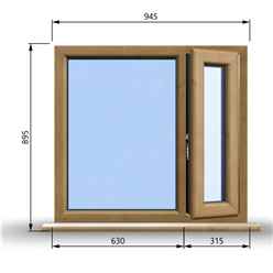 945mm (W) x 895mm (H) Wooden Stormproof Window - 1/3 Right Opening Window - Toughened Safety Glass