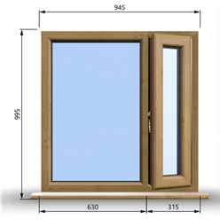 945mm (W) x 995mm (H) Wooden Stormproof Window - 1/3 Right Opening Window - Toughened Safety Glass