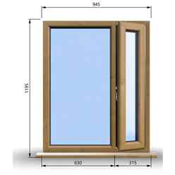 945mm (W) x 1195mm (H) Wooden Stormproof Window - 1/3 Right Opening Window - Toughened Safety Glass