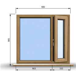995mm (W) x 945mm (H) Wooden Stormproof Window - 1/3 Right Opening Window - Toughened Safety Glass