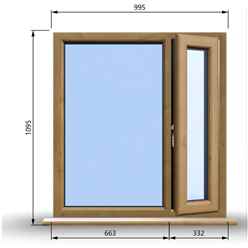 995mm (W) x 1045mm (H) Wooden Stormproof Window - 1/3 Right Opening Window - Toughened Safety Glass