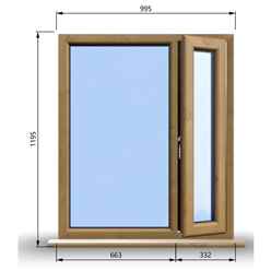 995mm (W) x 1145mm (H) Wooden Stormproof Window - 1/3 Right Opening Window - Toughened Safety Glass
