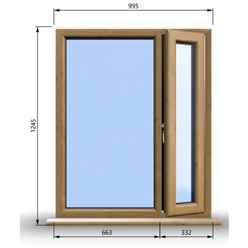 995mm (W) x 1245mm (H) Wooden Stormproof Window - 1/3 Right Opening Window - Toughened Safety Glass