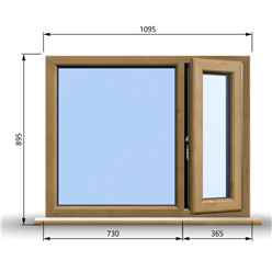 1095mm (W) x 895mm (H) Wooden Stormproof Window - 1/3 Right Opening Window - Toughened Safety Glass
