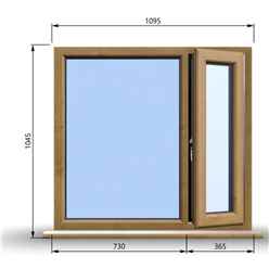 1095mm (W) x 1045mm (H) Wooden Stormproof Window - 1/3 Right Opening Window - Toughened Safety Glass
