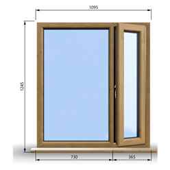 1095mm (W) x 1245mm (H) Wooden Stormproof Window - 1/3 Right Opening Window - Toughened Safety Glass
