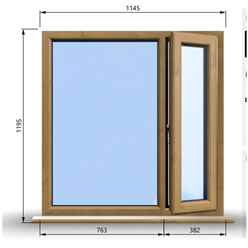 1145mm (W) x 1195mm (H) Wooden Stormproof Window - 1/3 Right Opening Window - Toughened Safety Glass