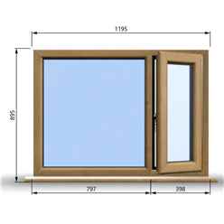 1195mm (W) x 895mm (H) Wooden Stormproof Window - 1/3 Right Opening Window - Toughened Safety Glass