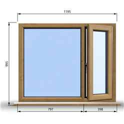 1195mm (W) x 995mm (H) Wooden Stormproof Window - 1/3 Right Opening Window - Toughened Safety Glass