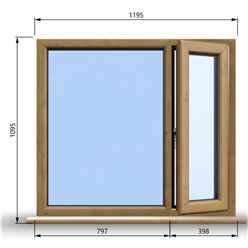 1195mm (W) x 1095mm (H) Wooden Stormproof Window - 1/3 Right Opening Window - Toughened Safety Glass