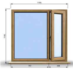 1195mm (W) x 1145mm (H) Wooden Stormproof Window - 1/3 Right Opening Window - Toughened Safety Glass