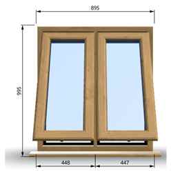 895mm (W) x 995mm (H) Wooden Stormproof Window - 2 Opening Windows (Opening from Bottom) - Toughened Safety Glass
