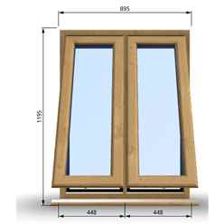 895mm (W) x 1195mm (H) Wooden Stormproof Window - 2 Opening Windows (Opening from Bottom) - Toughened Safety Glass