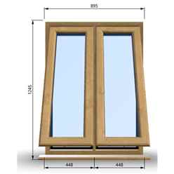895mm (W) x 1245mm (H) Wooden Stormproof Window - 2 Opening Windows (Opening from Bottom) - Toughened Safety Glass