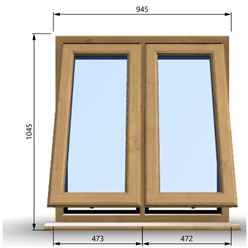 945mm (W) x 1045mm (H) Wooden Stormproof Window - 2 Opening Windows (Opening from Bottom) - Toughened Safety Glass