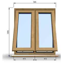 945mm (W) x 1095mm (H) Wooden Stormproof Window - 2 Opening Windows (Opening from Bottom) - Toughened Safety Glass