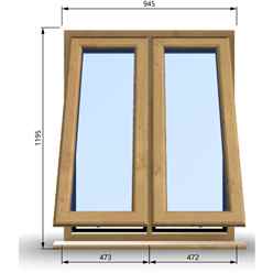 945mm (W) x 1195mm (H) Wooden Stormproof Window - 2 Opening Windows (Opening from Bottom) - Toughened Safety Glass