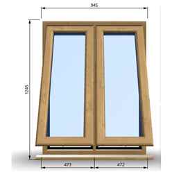 945mm (W) x 1245mm (H) Wooden Stormproof Window - 2 Opening Windows (Opening from Bottom) - Toughened Safety Glass