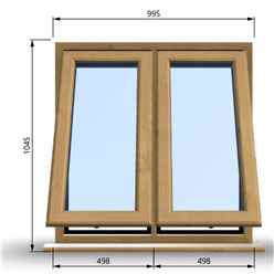 995mm (W) x 1045mm (H) Wooden Stormproof Window - 2 Opening Windows (Opening from Bottom) - Toughened Safety Glass