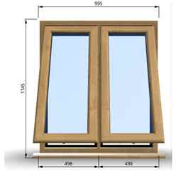 995mm (W) x 1145mm (H) Wooden Stormproof Window - 2 Opening Windows (Opening from Bottom) - Toughened Safety Glass
