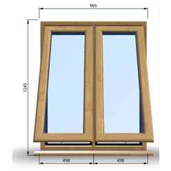 995mm (W) x 1245mm (H) Wooden Stormproof Window - 2 Opening Windows (Opening from Bottom) - Toughened Safety Glass