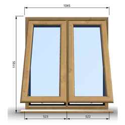 1045mm (W) x 1195mm (H) Wooden Stormproof Window - 2 Opening Windows (Opening from Bottom) - Toughened Safety Glass