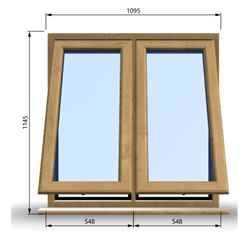 1095mm (W) x 1145mm (H) Wooden Stormproof Window - 2 Opening Windows (Opening from Bottom) - Toughened Safety Glass
