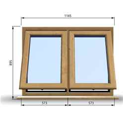 1145mm (W) x 895mm (H) Wooden Stormproof Window - 2 Opening Windows (Opening from Bottom) - Toughened Safety Glass