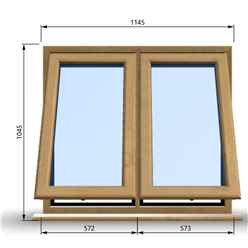 1145mm (W) x 1045mm (H) Wooden Stormproof Window - 2 Opening Windows (Opening from Bottom) - Toughened Safety Glass