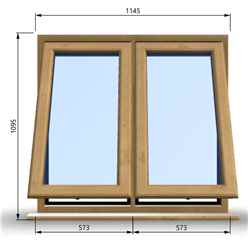 1145mm (W) x 1095mm (H) Wooden Stormproof Window - 2 Opening Windows (Opening from Bottom) - Toughened Safety Glass