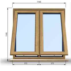1145mm (W) x 1145mm (H) Wooden Stormproof Window - 2 Opening Windows (Opening from Bottom) - Toughened Safety Glass