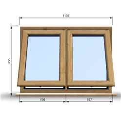 1195mm (W) x 895mm (H) Wooden Stormproof Window - 2 Opening Windows (Opening from Bottom) - Toughened Safety Glass