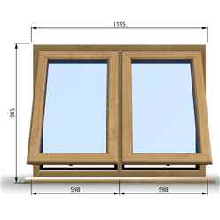 1195mm (W) x 945mm (H) Wooden Stormproof Window - 2 Opening Windows (Opening from Bottom) - Toughened Safety Glass