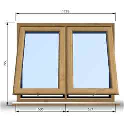1195mm (W) x 995mm (H) Wooden Stormproof Window - 2 Opening Windows (Opening from Bottom) - Toughened Safety Glass