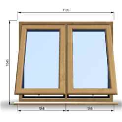 1195mm (W) x 1045mm (H) Wooden Stormproof Window - 2 Opening Windows (Opening from Bottom) - Toughened Safety Glass