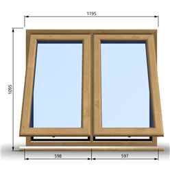 1195mm (W) x 1095mm (H) Wooden Stormproof Window - 2 Opening Windows (Opening from Bottom) - Toughened Safety Glass