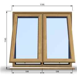 1195mm (W) x 1145mm (H) Wooden Stormproof Window - 2 Opening Windows (Opening from Bottom) - Toughened Safety Glass