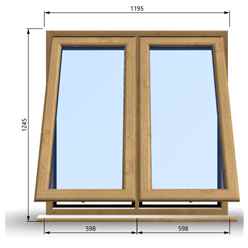 1195mm (W) x 1245mm (H) Wooden Stormproof Window - 2 Opening Windows (Opening from Bottom) - Toughened Safety Glass
