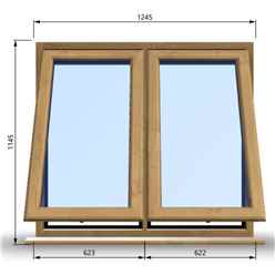 1245mm (W) x 1145mm (H) Wooden Stormproof Window - 2 Opening Windows (Opening from Bottom) - Toughened Safety Glass